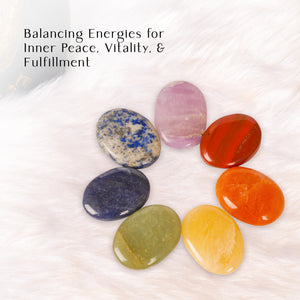 Seven Chakra Crystal Tree And Palm Stone Set