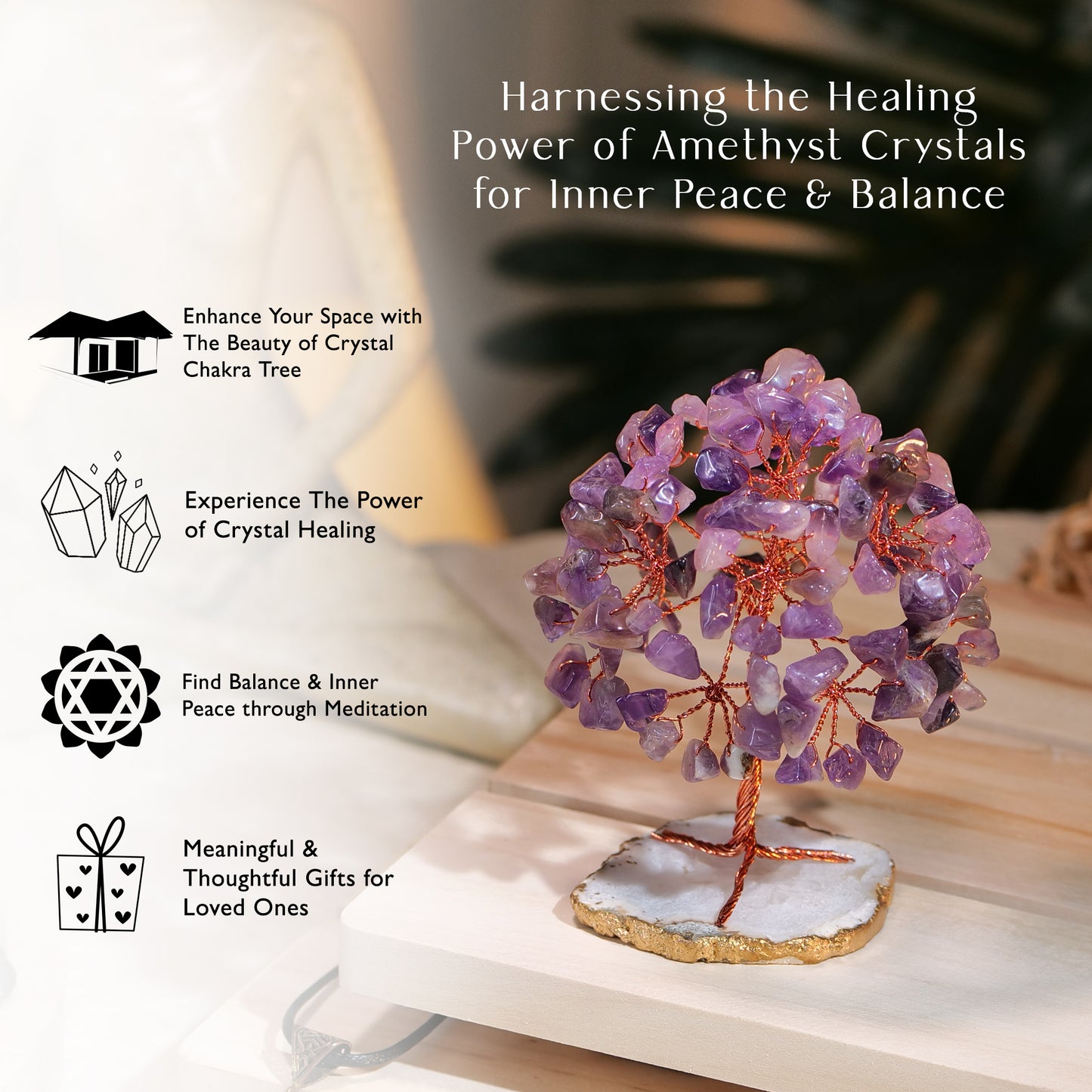 Amethyst Slice Base Crown Chakra Gemstone Tree