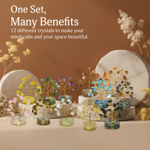 Crystal Tree Gift Set 12 Pcs ( 2-3 Inch ) Tree With Crystals (Orgone Base)