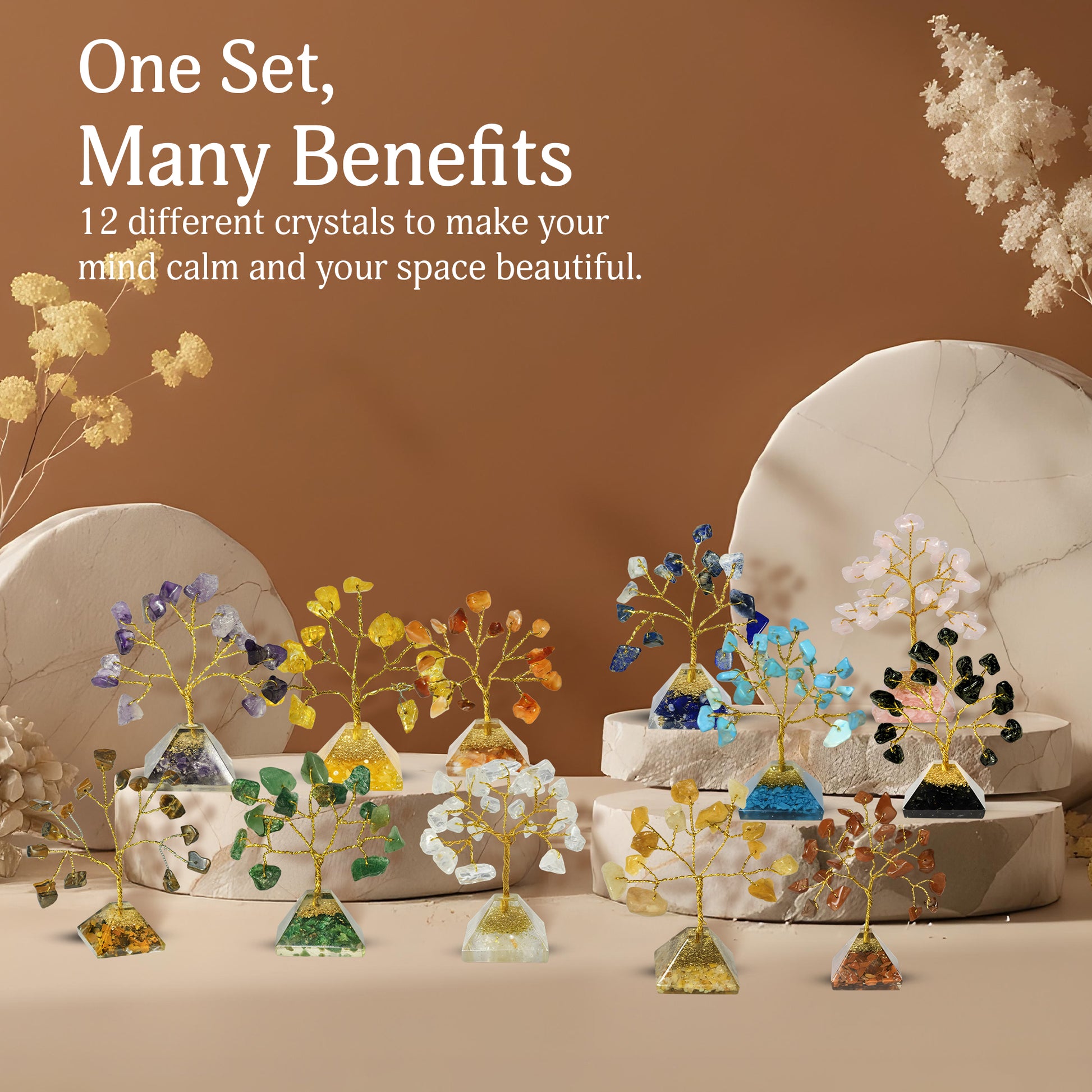 Crystal Tree Gift Set | Gemstone Tree For Gift | Christmas Gifts (Pyramid Base 2-3 Inch)