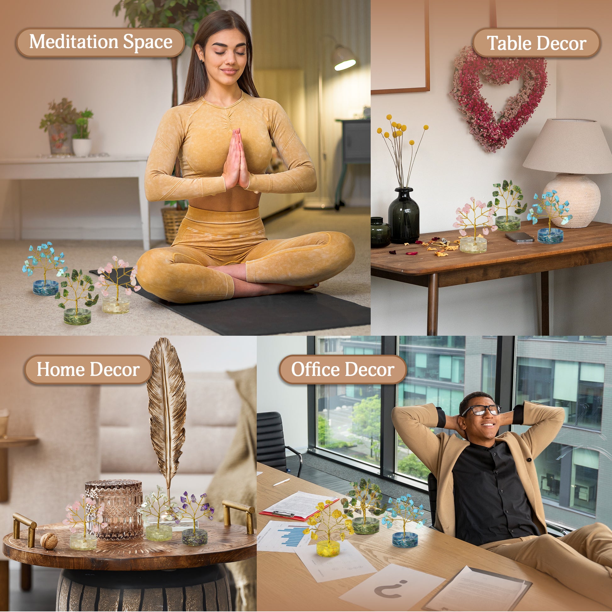 Crystal Tree Gift Set 12 Pcs ( 2-3 Inch ) Tree With Crystals (Orgone Base)