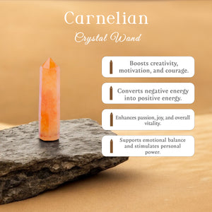 Carnelian Crystal Stone Wand