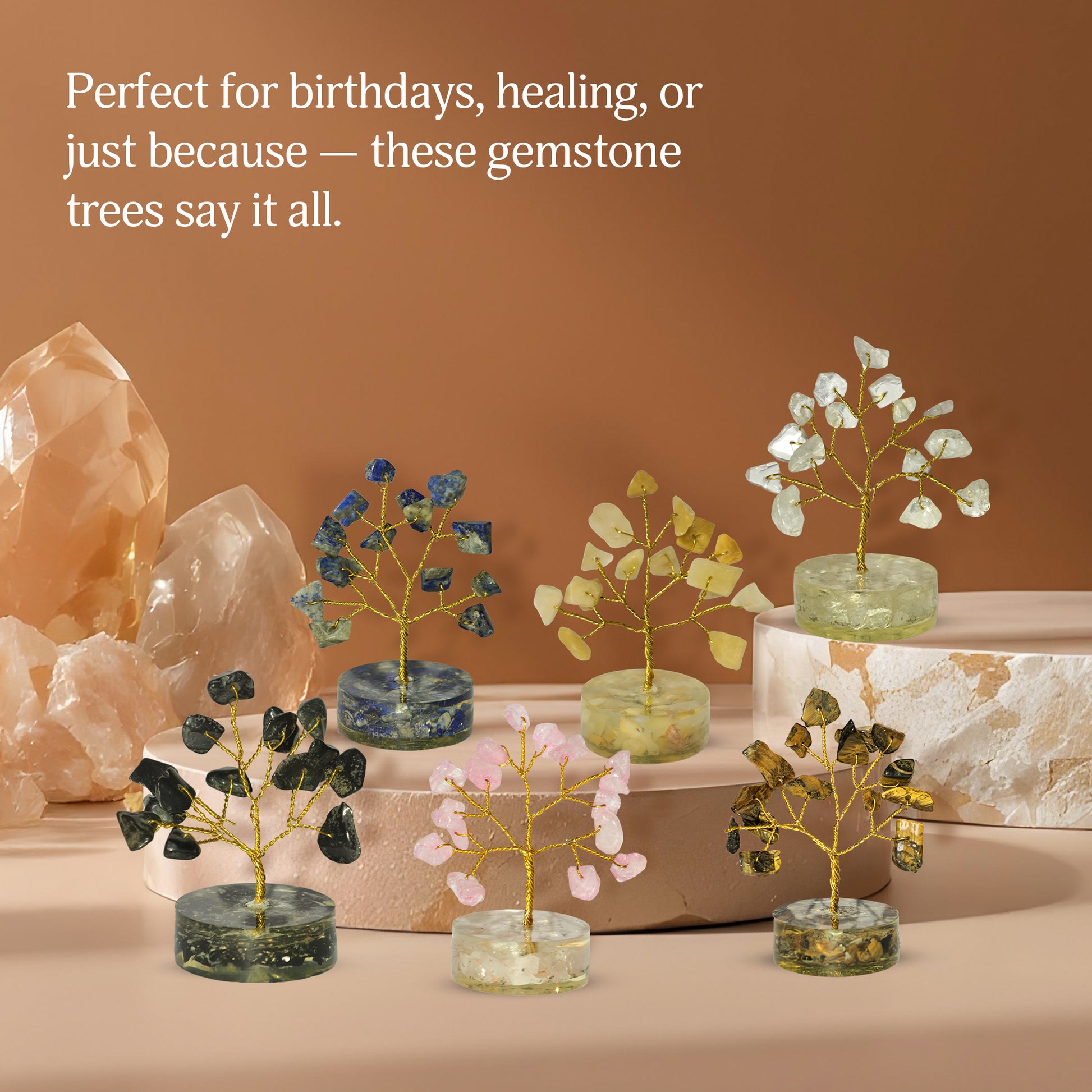 Crystal Tree Gift Set 12 Pcs ( 2-3 Inch ) Tree With Crystals (Orgone Base)