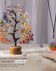 Seven Chakra Crystal Tree Set with Healing Pendant