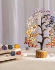 Complete Seven Chakra Crystal Tree Set with Tumbled Stone Ensemble