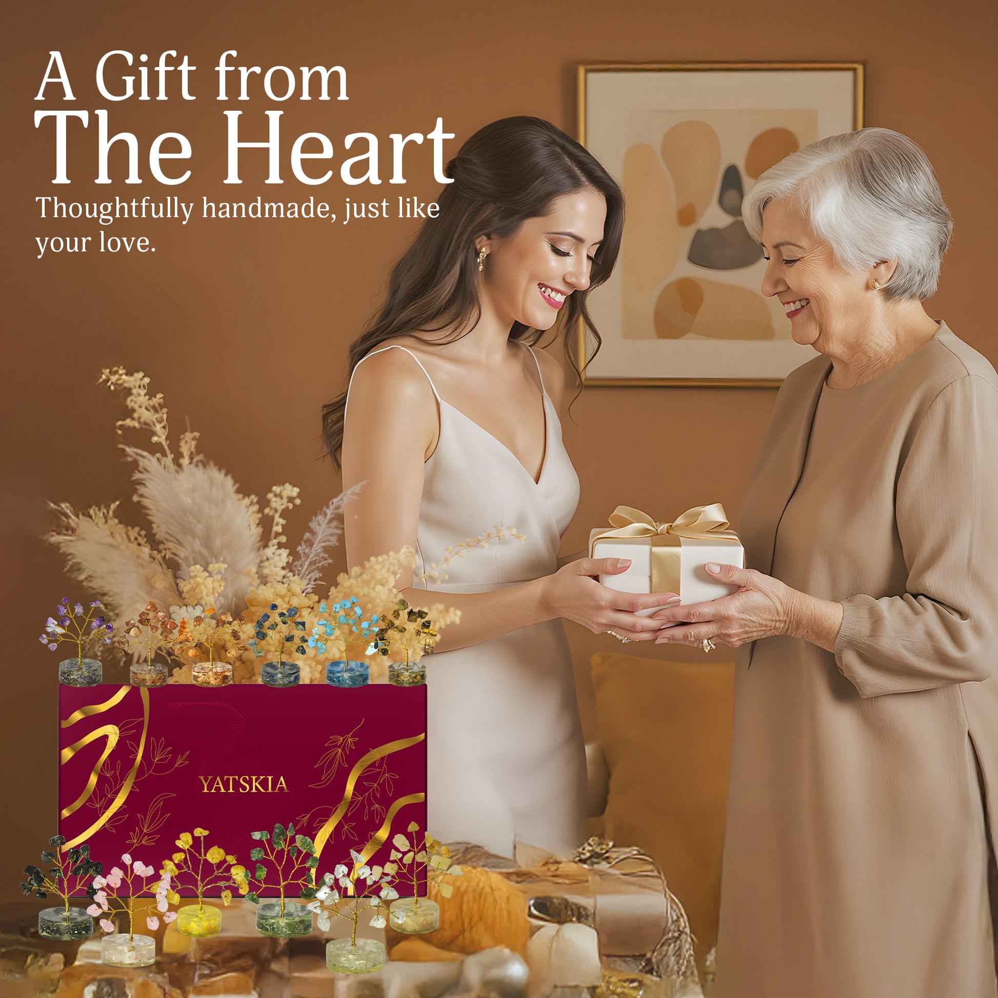 Crystal Tree Gift Set 12 Pcs ( 2-3 Inch ) Tree With Crystals (Orgone Base)