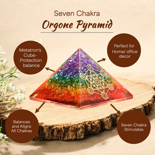 Seven Chakra Golden Metatron’s Cube Orgone Pyramid