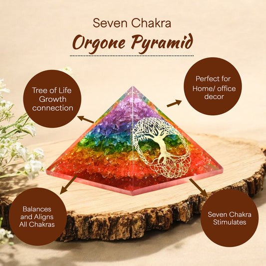 Seven Chakra Golden Tree of Life Orgone pyramid