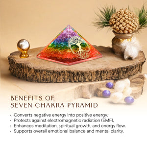 Seven Chakra Golden Tree of Life Orgone pyramid