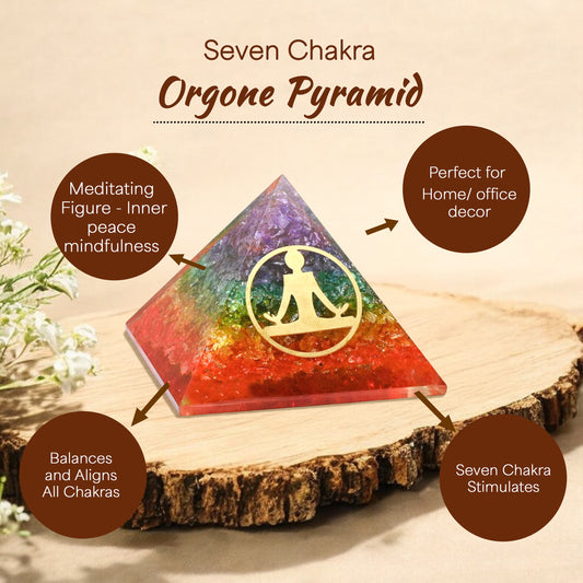 Seven Chakra Golden Meditation Orgone Pyramid