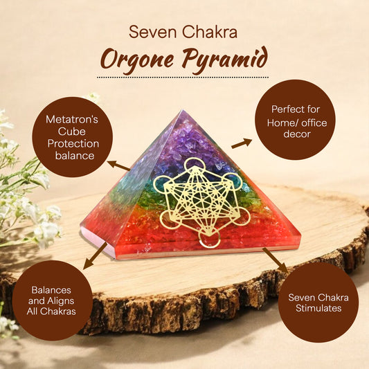 Seven Chakra Orgone Crystal Pyramid For Negativity