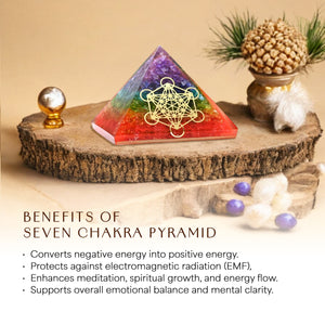 Seven Chakra Orgone Crystal Pyramid For Negativity
