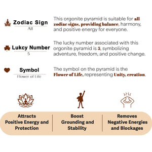 Seven Chakra Golden Flower of Life Orgone Crystal Pyramid