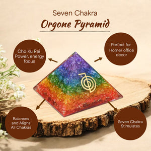 Seven Chakra Golden Choku Rei Orgone Crystal Pyramid