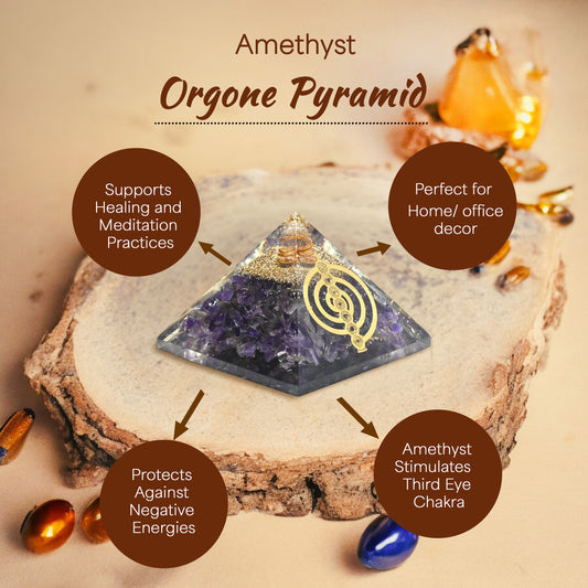 Amethyst Reiki Power Symbol orgone Pyramid