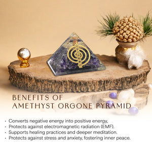 Amethyst Reiki Power Symbol orgone Pyramid