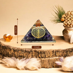 Amethyst Golden Tree of Life Orgone Pyramid