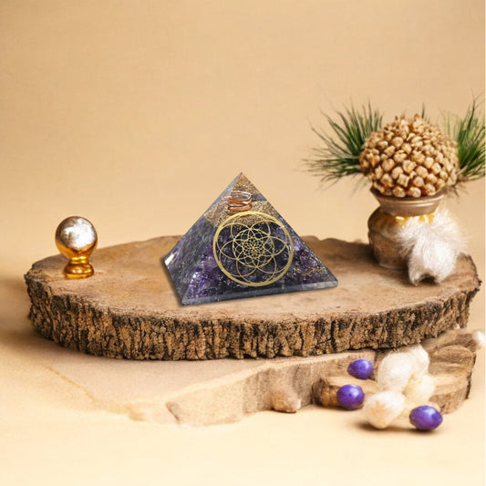 Amethyst Seed of Life Orgone Pyramid