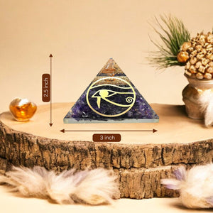 Amethyst Eye of Horus Orgone Crystal Pyramid