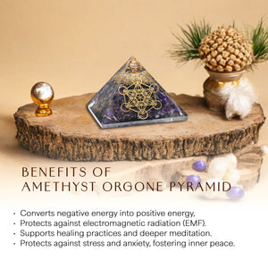 Amethyst Metatron’s Cube Orgone Crystal Pyramid
