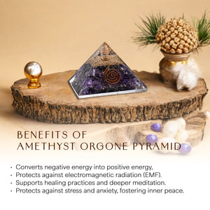 Amethyst Copper Spiral Orgone Crystal Pyramid