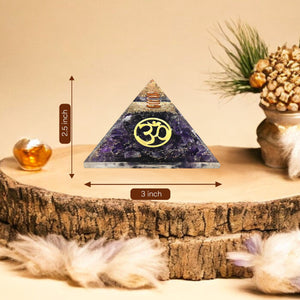 Amethyst Om Symbol Orgone Crystal Pyramid