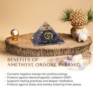 Amethyst Om Symbol Orgone Crystal Pyramid