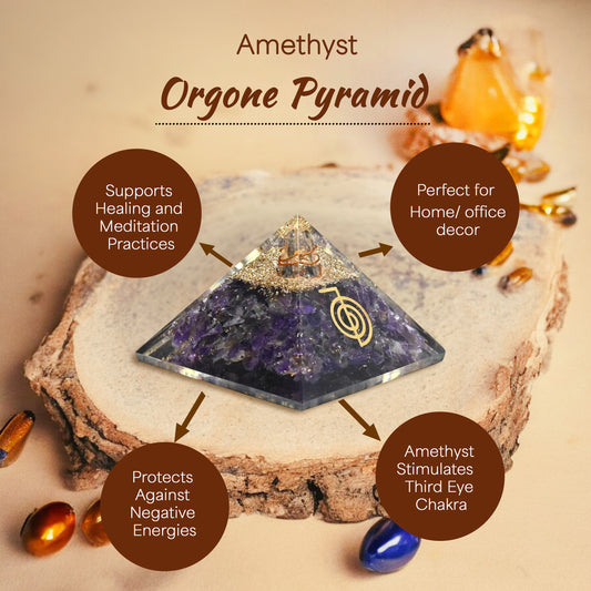 Amethyst Reiki Power Orgone Crystal Pyramid
