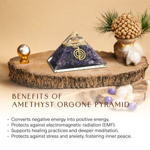 Amethyst Reiki Power Orgone Crystal Pyramid