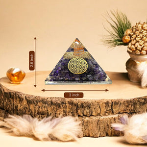 Amethyst Golden Tree of Life Orgone Crystal Pyramid
