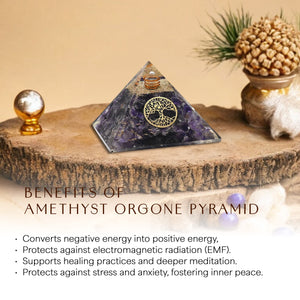 Amethyst Tree of Life Orgone Crystal Pyramid
