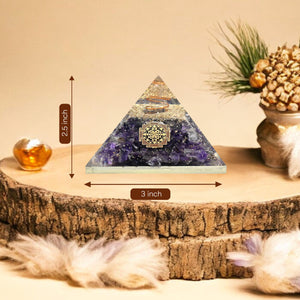Amethyst Sri Yantra Orgone Crystal Pyramid