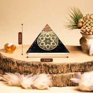 Black Tourmaline Sacred Geometry Orgone Crystal Pyramid