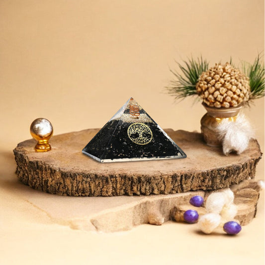 Black Tourmaline Tree of Life Orgone Crystal Pyramid
