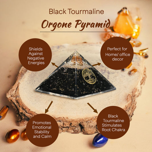 Black Tourmaline Tree of Life Orgone Crystal Pyramid