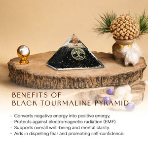 Black Tourmaline Tree of Life Orgone Crystal Pyramid
