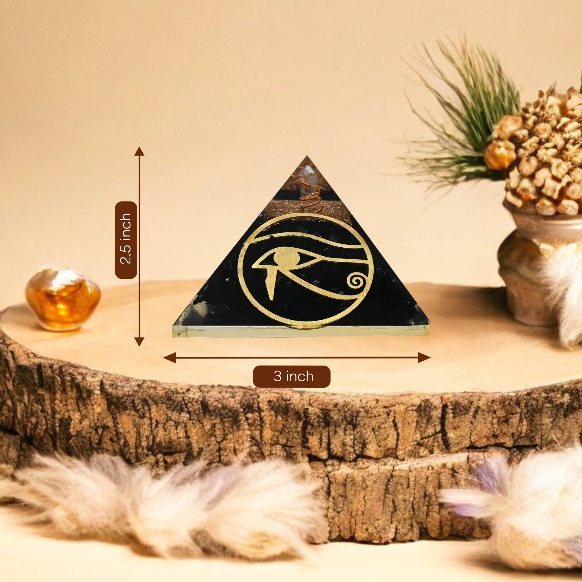 Black Tourmaline Eye of Horus Orgone Pyramid