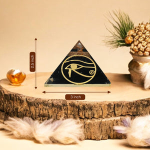 Black Tourmaline Eye of Horus Orgone Pyramid