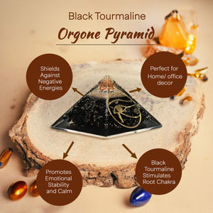 Black Tourmaline Eye of Horus Orgone Pyramid