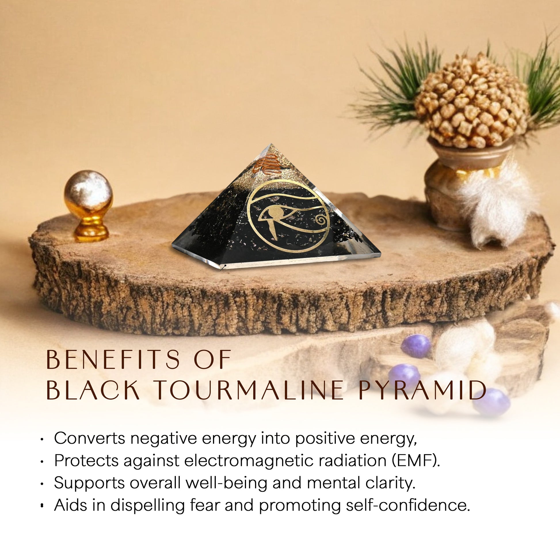Black Tourmaline Eye of Horus Orgone Pyramid