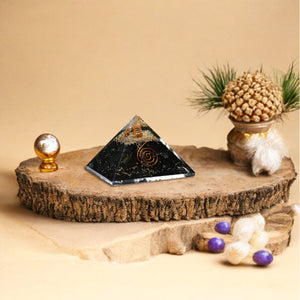 Black Tourmaline Copper Spiral Orgon Pyramid