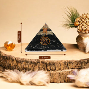 Black Tourmaline Copper Spiral Orgon Pyramid