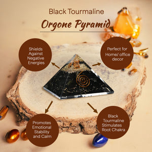 Black Tourmaline Copper Spiral Orgon Pyramid