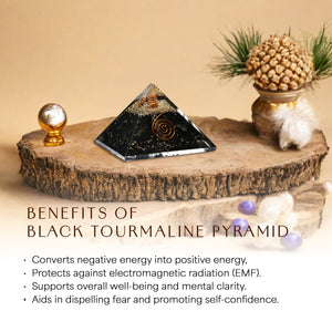 Black Tourmaline Copper Spiral Orgon Pyramid