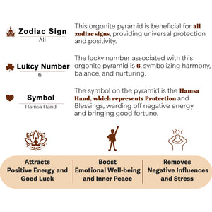 Black Tourmaline Hamsa Hand Orgone Crystal Pyramid