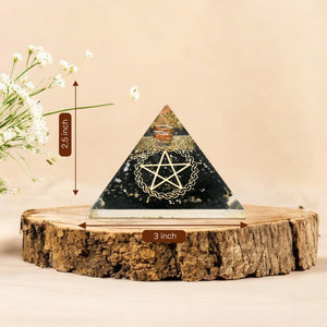 Black Tourmaline Pentagram Orgone Crystal Pyramid