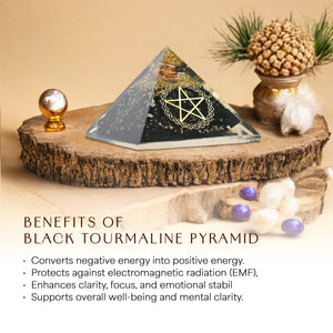 Black Tourmaline Pentagram Orgone Crystal Pyramid
