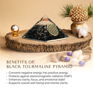Black Tourmaline Orgone Crystal Pyramid For Unity
