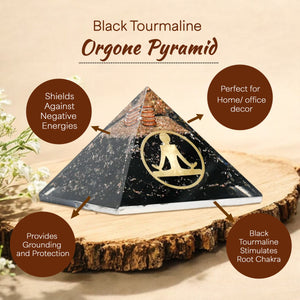 Black Tourmaline Meditation Orgone Crystal Pyramid