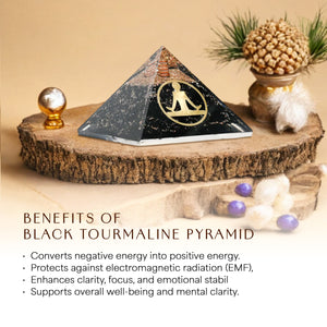 Black Tourmaline Meditation Orgone Crystal Pyramid